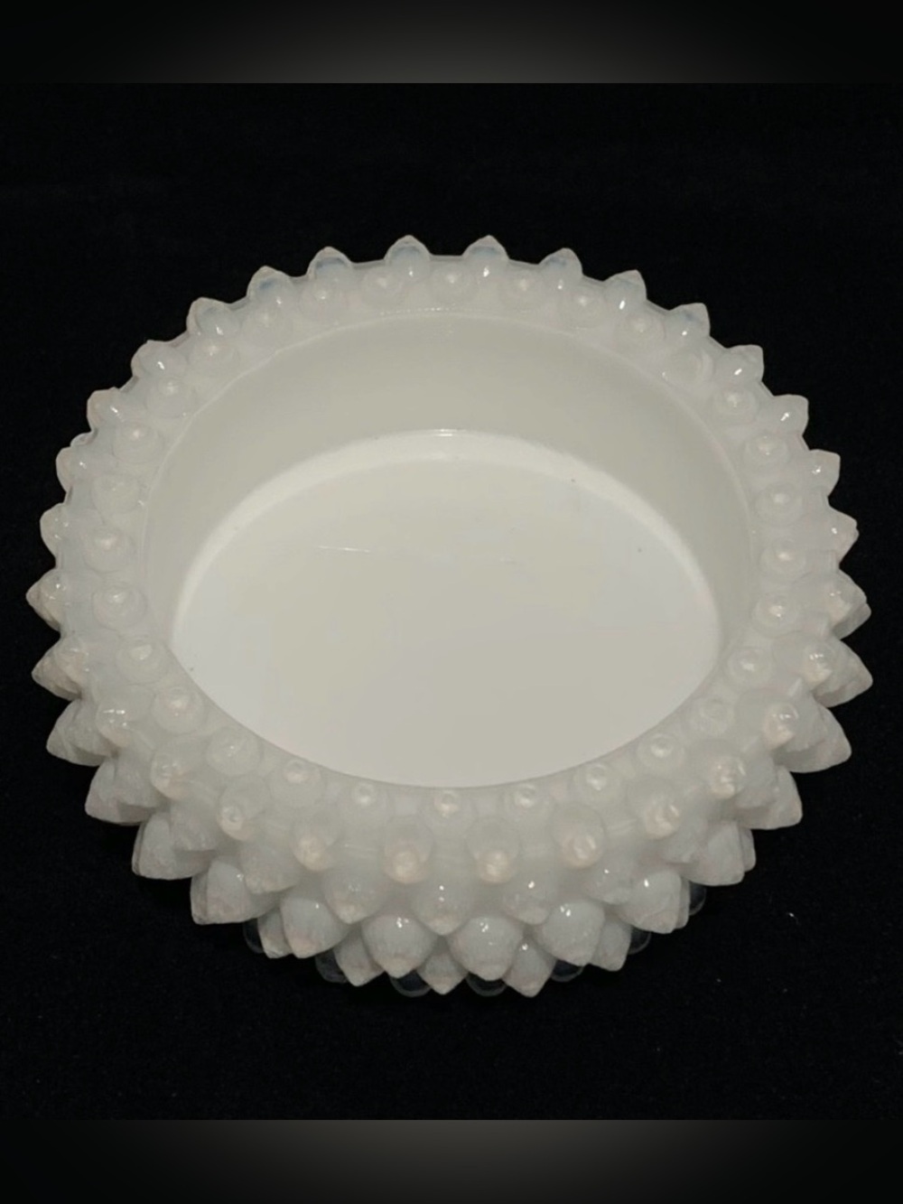 White Opalescent Hobnail Milk Glass Salt Cellar - Picture 5 of 8